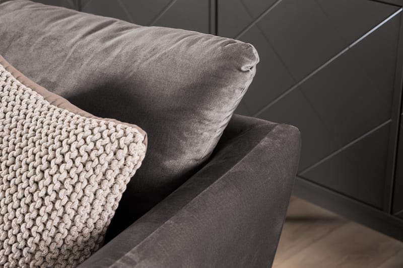 Trend Soffgrupp 3-sits + 2-sits Sammetssoffa - Mörkgrå - Möbler - Soffa - Soffgrupp