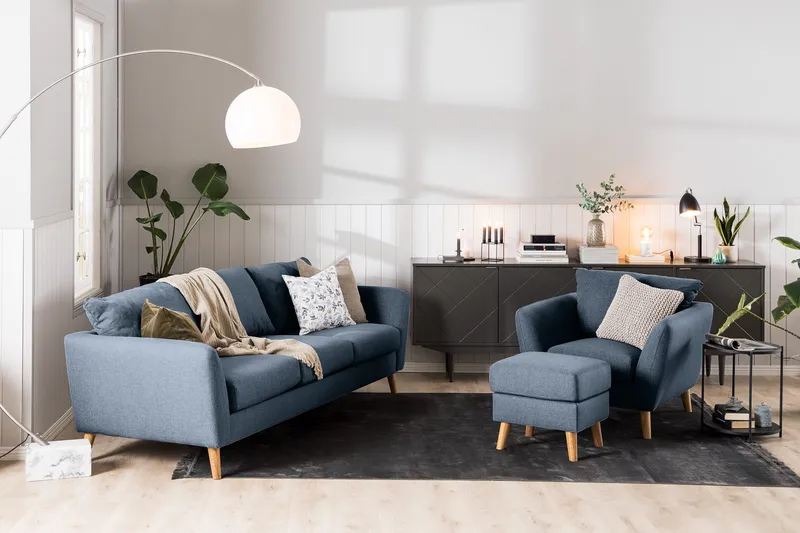 Trend Soffgrupp 3-sits + 2-sits Tygsoffa - Blå - Möbler - Soffa - Soffgrupp