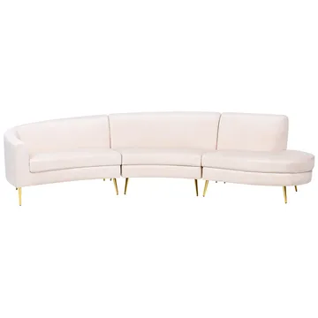 U-formad soffa Moss - Beige, guld - Möbler - Soffa - Sammetssoffa