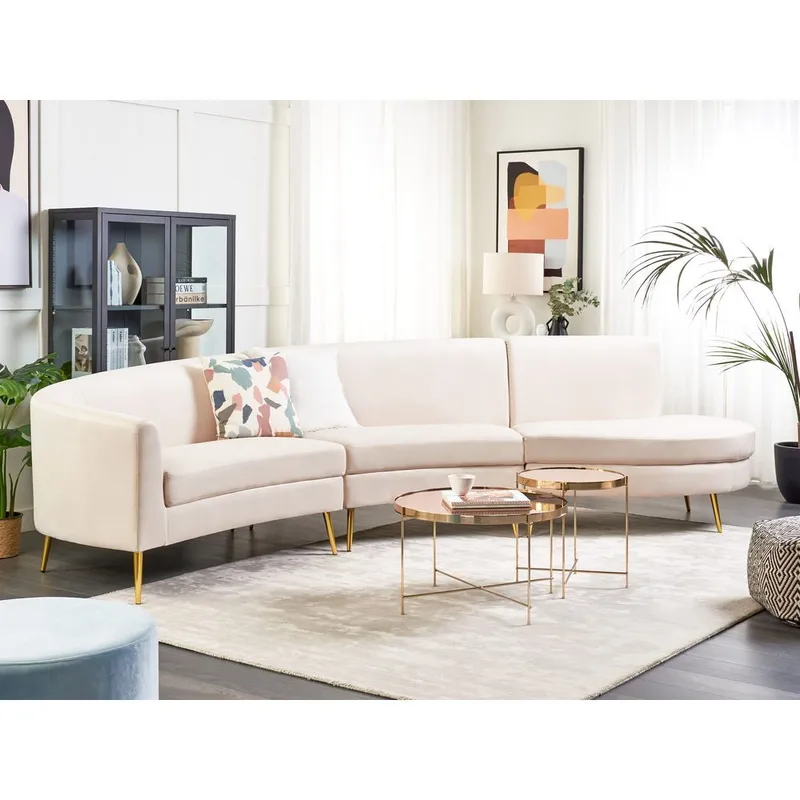 U-formad soffa Moss - Beige, guld - Möbler - Soffa - Sammetssoffa