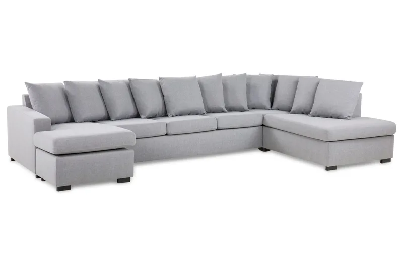 Crazy 5-sits Högervänd U-formad X-Large Soffa med Divan och Schäslong i Tyg inkl Kuvertkuddar - Grå - Möbler - Soffa - U-soffa