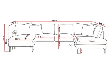 Menard 4-sits Högervänd Stor U-formad Djup Soffa med Divan och Schäslong i Manchester - Beige - Möbler - Soffa - U-soffa