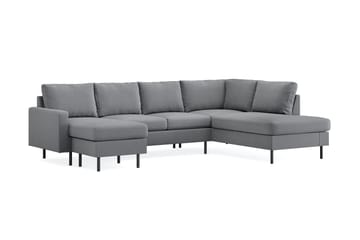 Peppe 4-sits Högervänd U-formad Soffa med Divan och Schäslong i Tyg - Ljusgrå - Möbler - Soffa - U-soffa