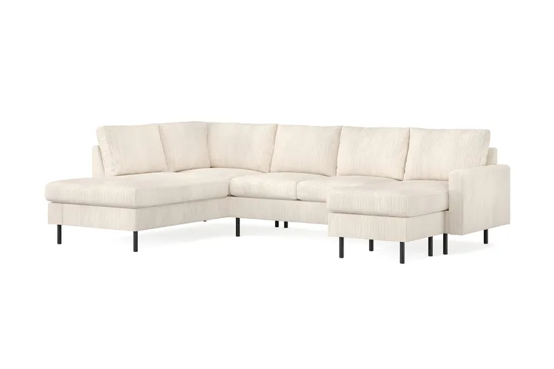 Peppe 4-sits Vänstervänd U-formad Soffa med Divan och Schäslong i Manchester - Beige - Möbler - Soffa - U-soffa