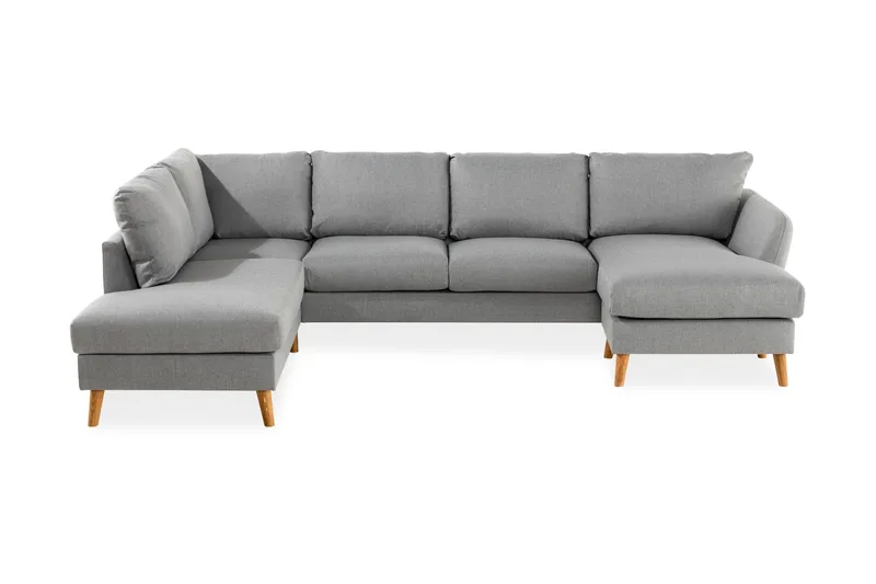Trend 4-sits Vänstervänd U-formad Soffa med Divan och Schäslong i Tyg, Grå