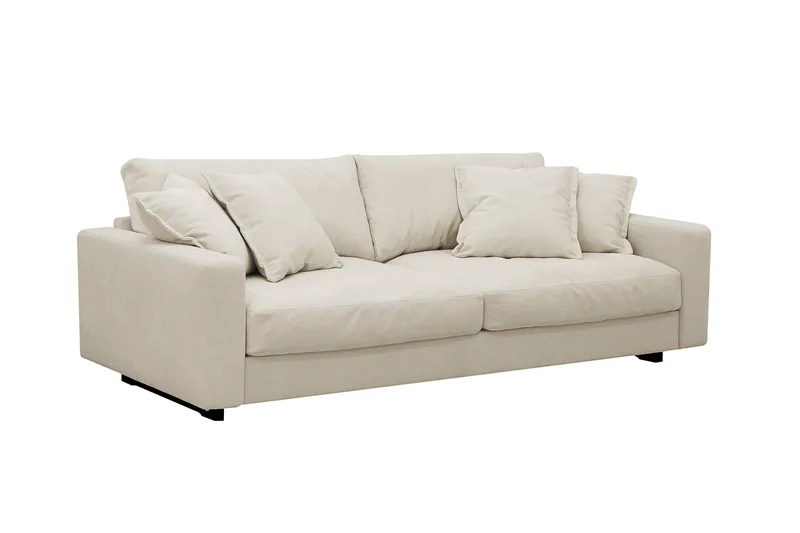 Valencia Soffgrupp Extra Djup 3-sits Soffa + Fotpall i Chenille - Beige - Möbler - Soffa - Hörnsoffa