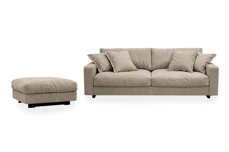Valencia Soffgrupp Extra Djup 3-sits Soffa + Fotpall i Chenille - Brun - Möbler - Soffa - Hörnsoffa
