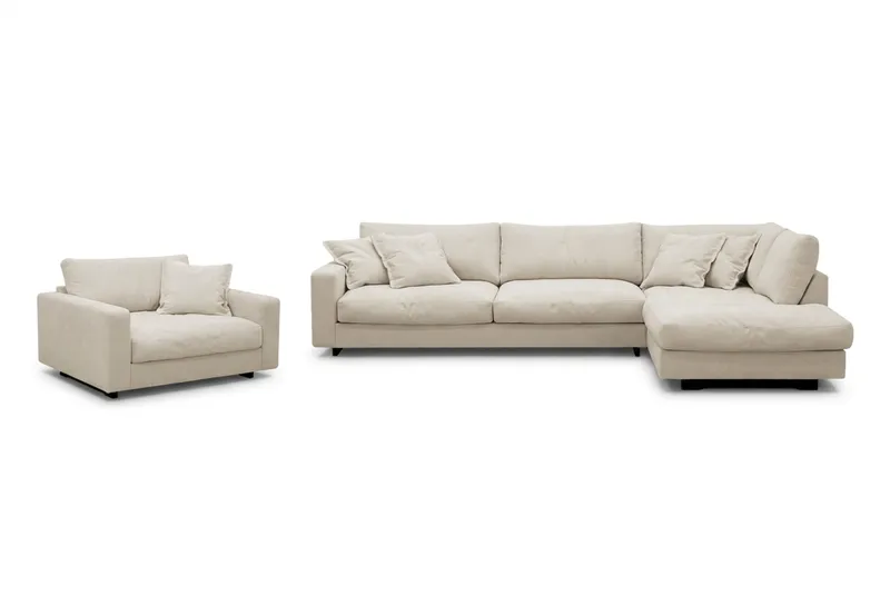 Valencia Soffgrupp Extra Djup 4-sits Schäslong Höger + Fåtölj, Beige