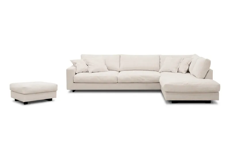 Valencia Soffgrupp Extra Djup 4-sits Schäslong Höger + Fotpall, Offwhite