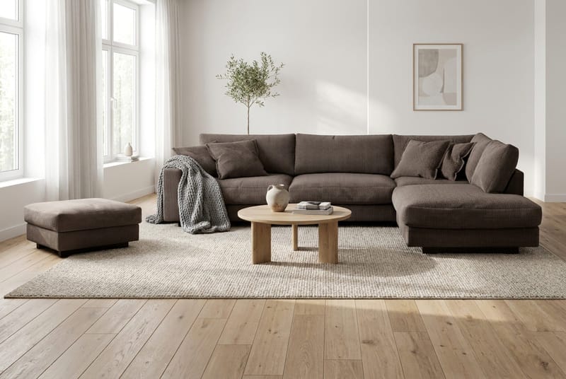 Valencia Soffgrupp Extra Djup 4-sits Schäslong Höger + Fotpall - Taupe - Möbler - Soffa - Soffgrupp