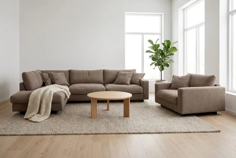 Valencia Soffgrupp Extra Djup 4-sits Schäslong Vänster + Fåtölj - Mörkbrun - Möbler - Soffa - Soffgrupp
