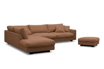 Valencia Soffgrupp Extra Djup 4-sits Schäslong Vänster + Fotpall - Rostbrun - Möbler - Soffa - Soffgrupp