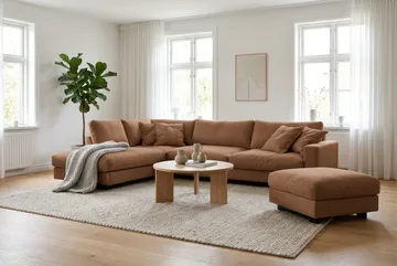 Valencia Soffgrupp Extra Djup 4-sits Schäslong Vänster + Fotpall - Rostbrun - Möbler - Soffa - Soffgrupp