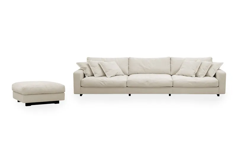 Valencia Soffgrupp Extra Djup 5-sits Soffa + Fotpall i Chenille, Beige