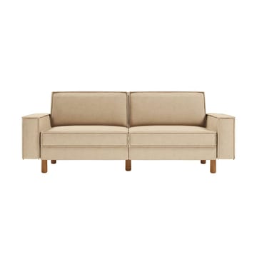 Vilsa 3-sits Mjuk Djup Soffa med Kantsydd Boxig i Tyg - Sandbeige - Möbler - Soffa - Sammetssoffa
