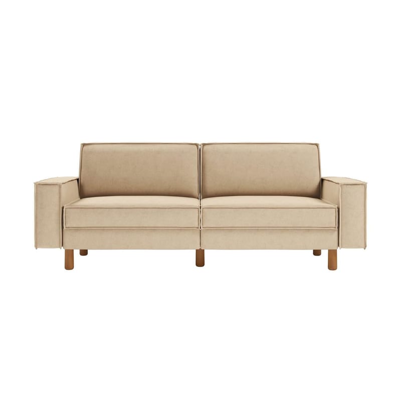 Vilsa 3-sits Mjuk Djup Soffa med Kantsydd Boxig i Tyg - Sandbeige - Möbler - Soffa - Sammetssoffa