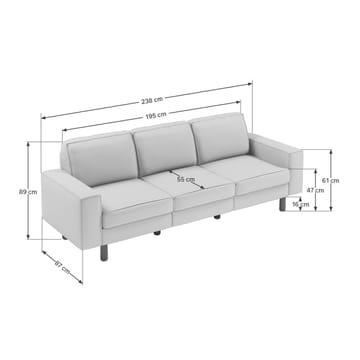 Vilsa 3-sits Soffa - Röd - Möbler - Soffa - Sammetssoffa