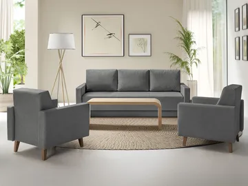 Waldsten Soffgrupp - 3-sits Bäddsoffa + 2 Fåtöljer - grå - Möbler - Soffa - Soffgrupp