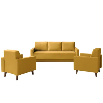 Waldsten Soffgrupp - 3-sits Bäddsoffa + 2 Fåtöljer - gul - Möbler - Soffa - Soffgrupp