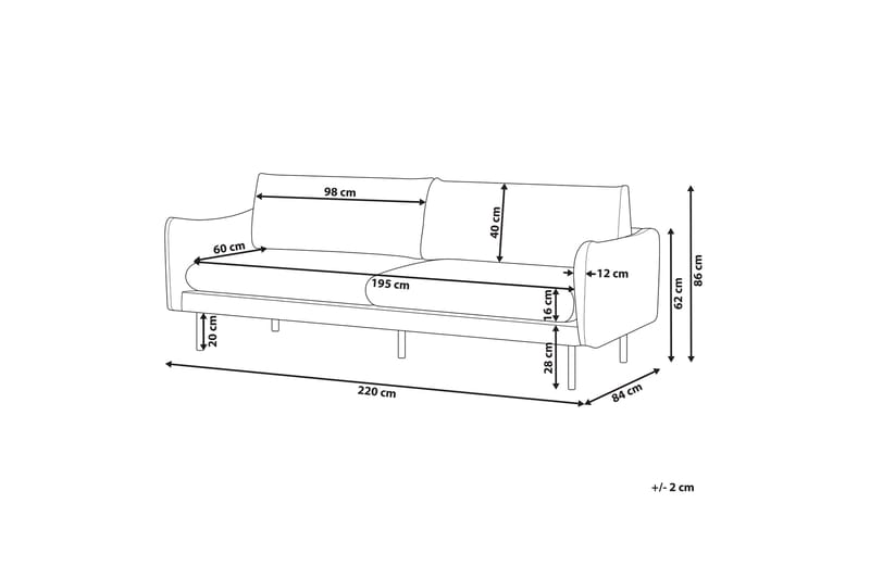 Woodal Soffa 3-sits - Beige/Svart - Möbler - Soffa - Sammetssoffa