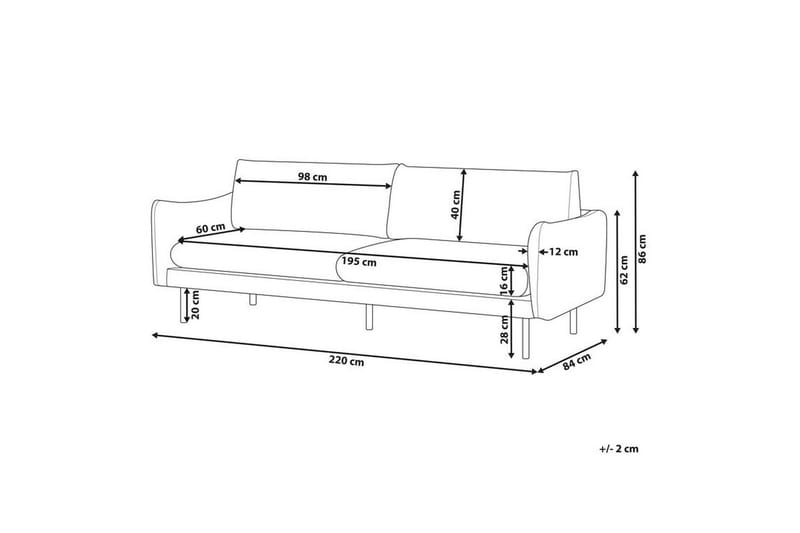 Woodal Soffa 3-sits - Grå/Svart - Möbler - Soffa - Sammetssoffa
