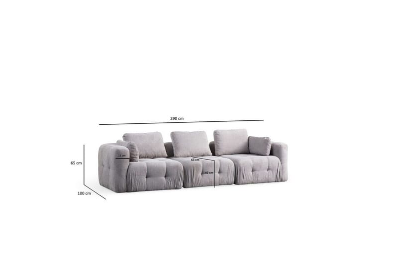 Yvara Soffa 3-sits - Grå - Möbler - Soffa - Modulsoffor - Komplett modulsoffa
