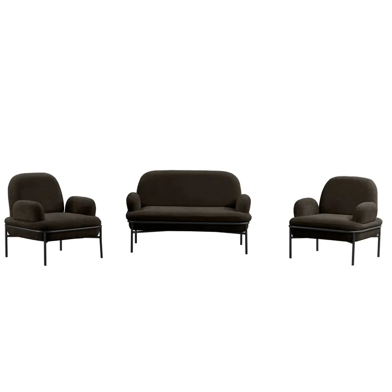 Zyricus Soffgrupp 2-sits Soffa + 2 Fåtöljer Teddy - Antracit - Möbler - Soffa - Soffgrupp