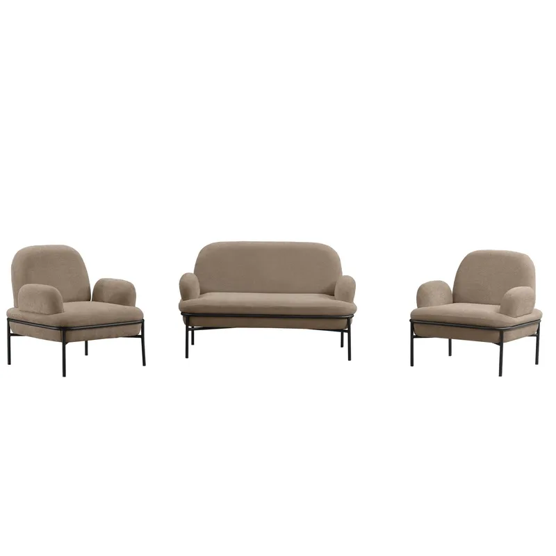 Zyricus Soffgrupp 2-sits Soffa + 2 Fåtöljer Teddy - Cappuccino - Möbler - Soffa - Soffgrupp