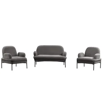 Zyricus Soffgrupp 2-sits Soffa + 2 Fåtöljer Teddy - Grå - Möbler - Soffa - Soffgrupp