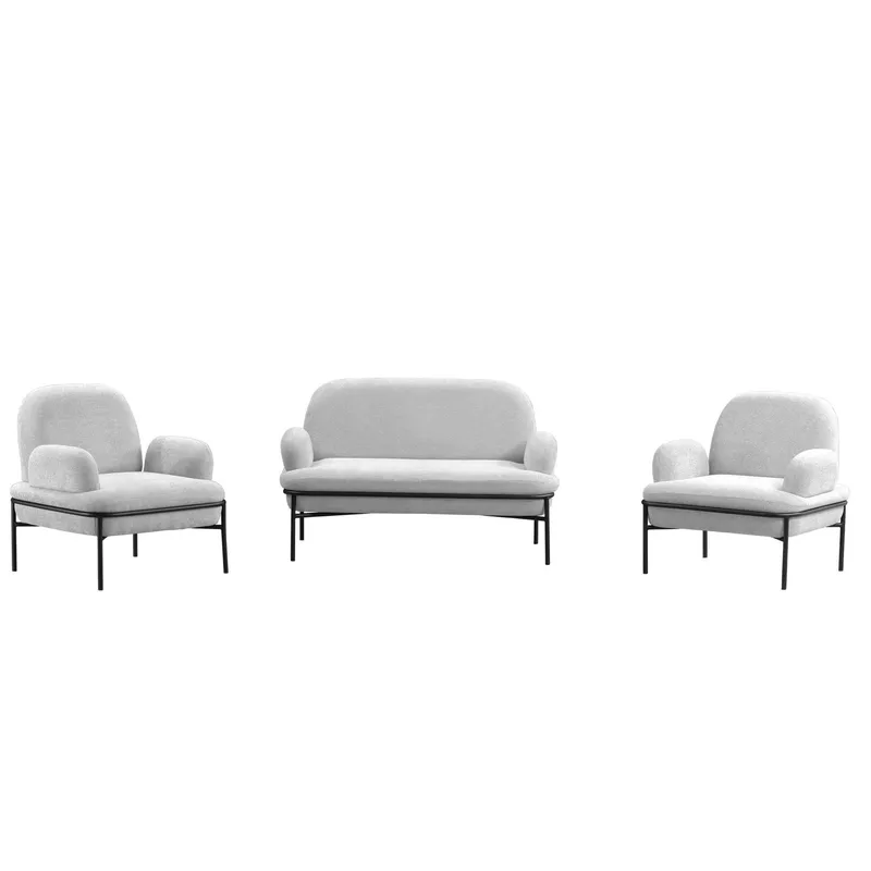 Zyricus Soffgrupp 2-sits Soffa + 2 Fåtöljer Teddy, Vit