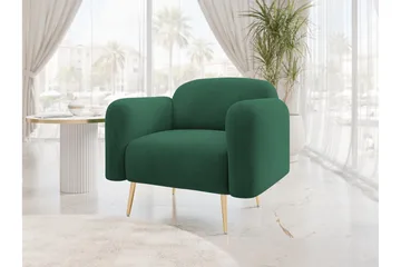 Alros Modern Fåtölj i Tyg med Metallben - Grön - Möbler - Stolar & fåtöljer - Fåtölj