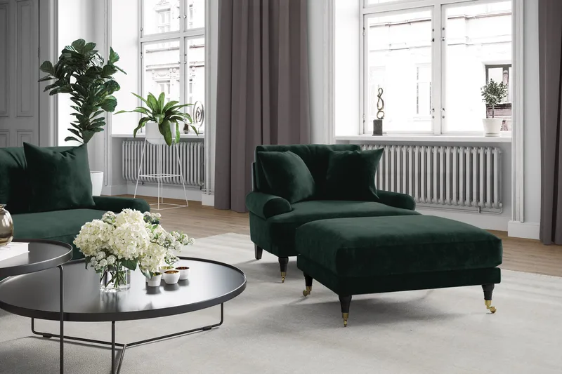 Andrew Loveseat Sammet - Mörkgrön/Mässing - Möbler - Stolar & fåtöljer - Fåtölj