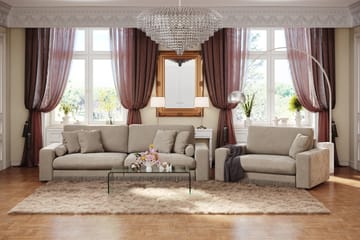 Arken Lyx Stor Djup Sammetsfåtölj - Beige - Möbler - Stolar & fåtöljer - Fåtölj