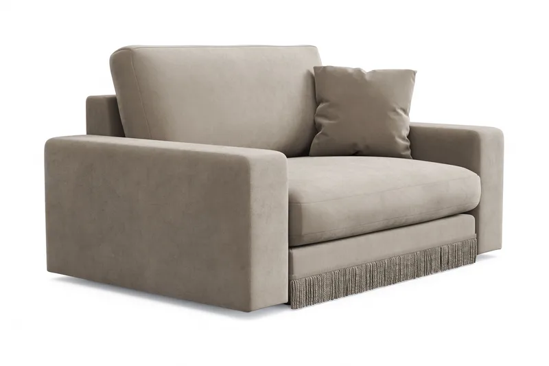 Arken Lyx Stor Djup Sammetsfåtölj - Beige - Möbler - Stolar & fåtöljer - Fåtölj