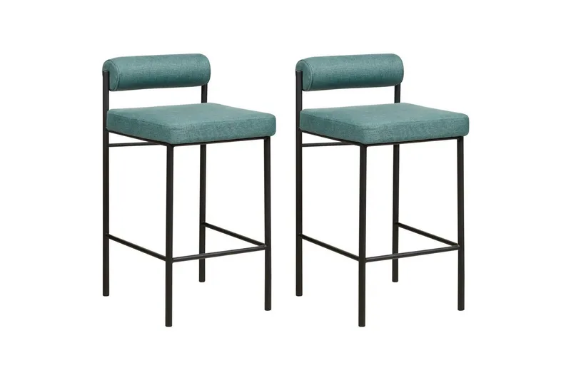 Barstol Amaya set om 2 Blågrön-Svart, Polyester - Blågrön-Svart, Polyester - Möbler - Stolar & fåtöljer - Barstol & barpall