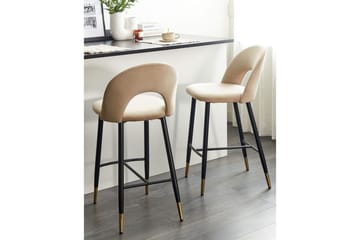 Barstol Falton set om 2 Beige-Svart-Guld - Beige-Svart-Guld - Möbler - Stolar & fåtöljer - Barstol & barpall