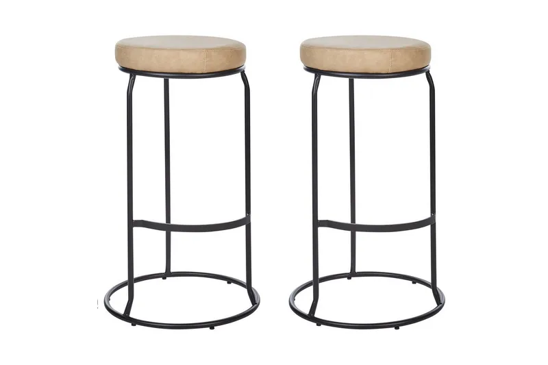 Barstol Milroy set om 2 Beige-Svart, Beige-Svart