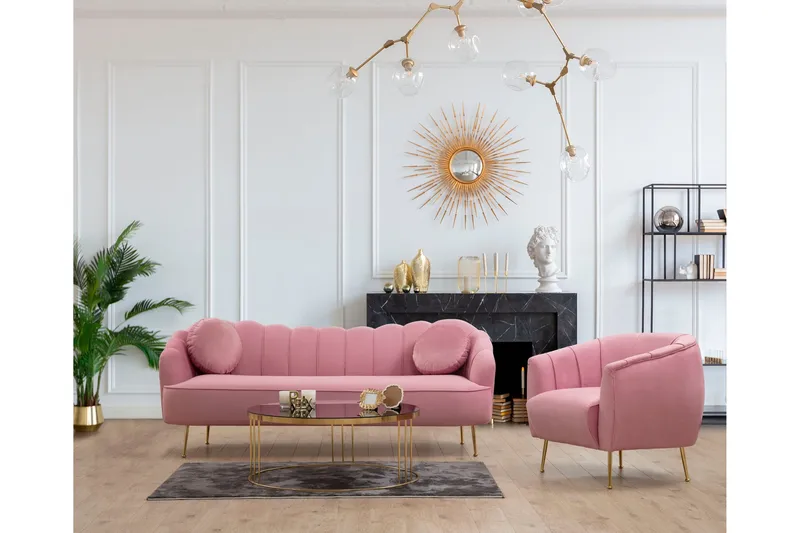 Caraquet Rund Fåtölj i Sammet - Rosa - Möbler - Stolar & fåtöljer - Fåtölj