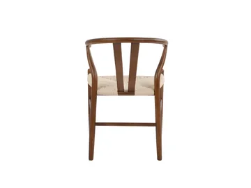 Dastoori Karmstol Matstol med Armstöd i Bokträ med Valnötsutseende med flätad sits - Ljusbeige - Möbler - Stolar & fåtöljer - Matstol & köksstol