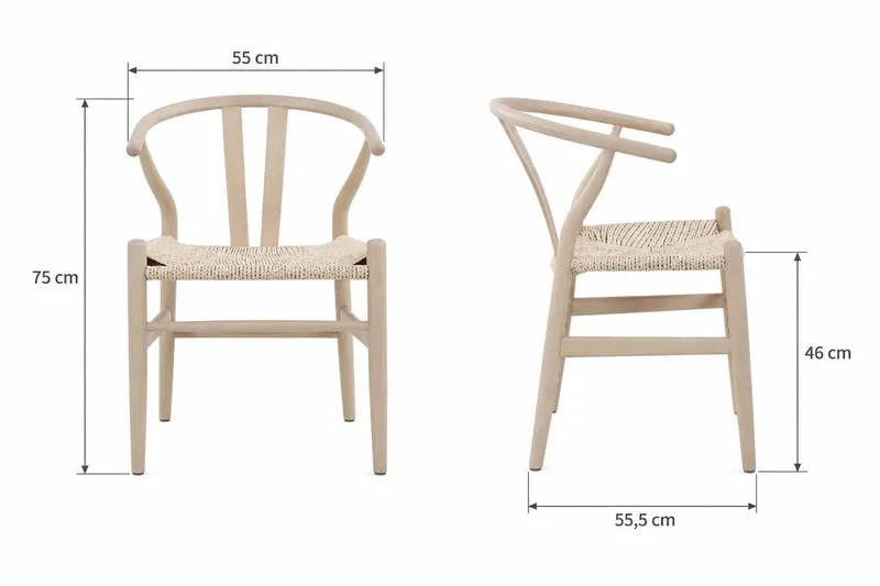 Dastoori Karmstol Matstol med Armst öd i Bokträ med Vitlaserad Ek-utseende med Flätad Sits - Beige - Möbler - Stolar & fåtöljer - Matstol & köksstol
