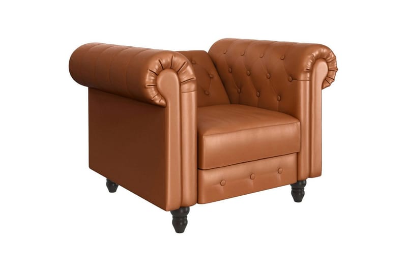 Fåtölj Felix Cognac, PU/trä/metall - Cognac, PU/trä/metall - Möbler - Stolar & fåtöljer - Fåtölj - Chesterfield fåtölj