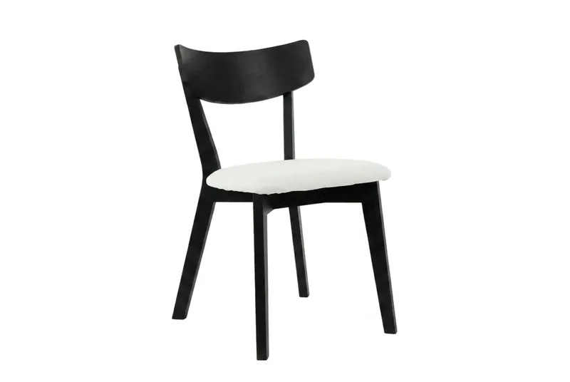 Amelia Matstol och Köksstol i Trä med Svartlaserad Ek-utseende med Vit Dyna, Svart
