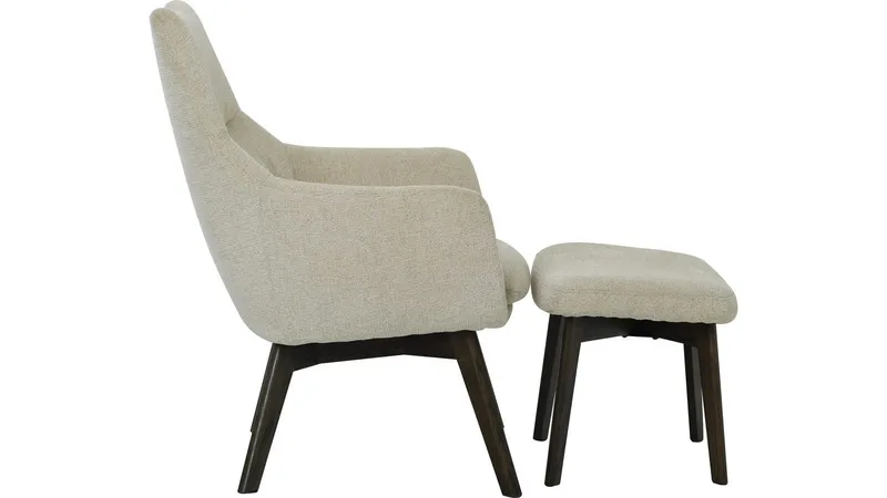 Halren Fåtölj med Fotpall i Tyg - Beige - Möbler - Stolar & fåtöljer - Fåtölj
