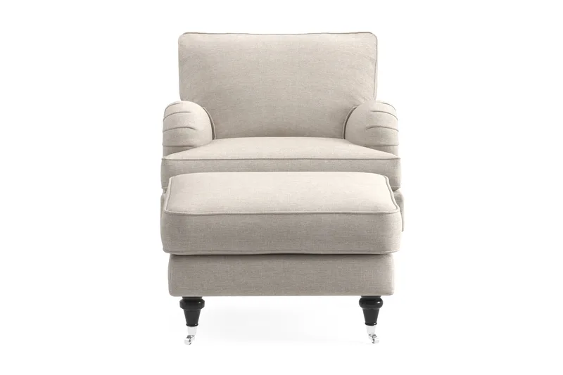 Howard Classic Fåtölj med Fotpall, Beige