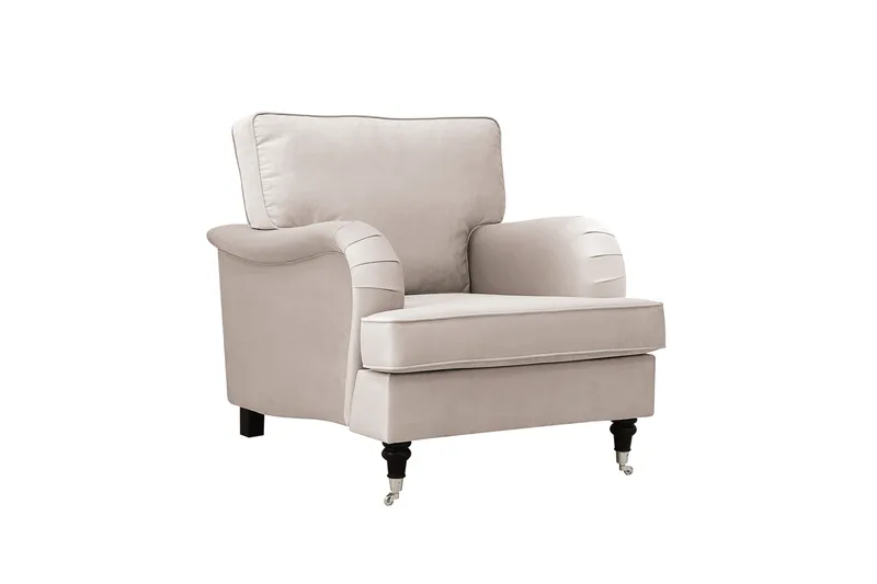 Howard Classic Soffgrupp Fåtölj och Fotpall i Sammet - Beige - Möbler - Stolar & fåtöljer - Fåtölj - Howard fåtölj