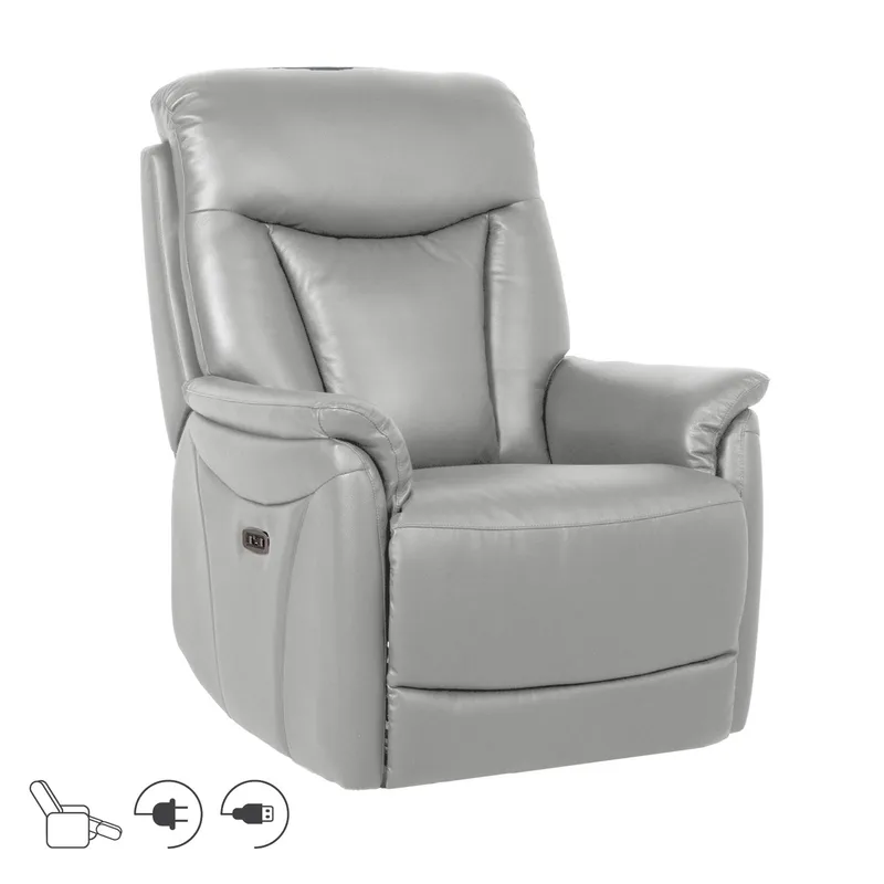 Reclinerfåtölj Gårdal med elektrisk lyftmekanism läder, Beige