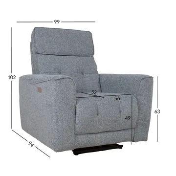 Reclinerfåtölj Glendor med elektrisk mekanismgrå - Blågrå - Möbler - Stolar & fåtöljer - Fåtölj - Biofåtölj & reclinerfåtölj