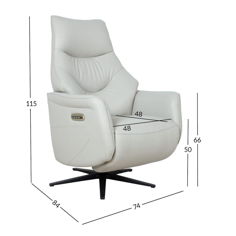 Reclinerfåtölj Rosdal med elektrisk mekanism - beige läder - Möbler - Stolar & fåtöljer - Fåtölj - Snurrfåtölj