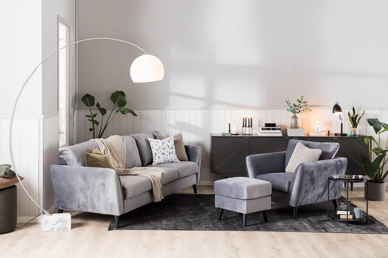 Trend Fåtölj i Sammet - Ljusgrå - Möbler - Stolar & fåtöljer - Fåtölj