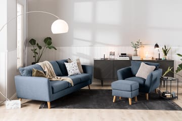 Trend Fåtölj i Tyg med Träben - Blå - Möbler - Stolar & fåtöljer - Fåtölj